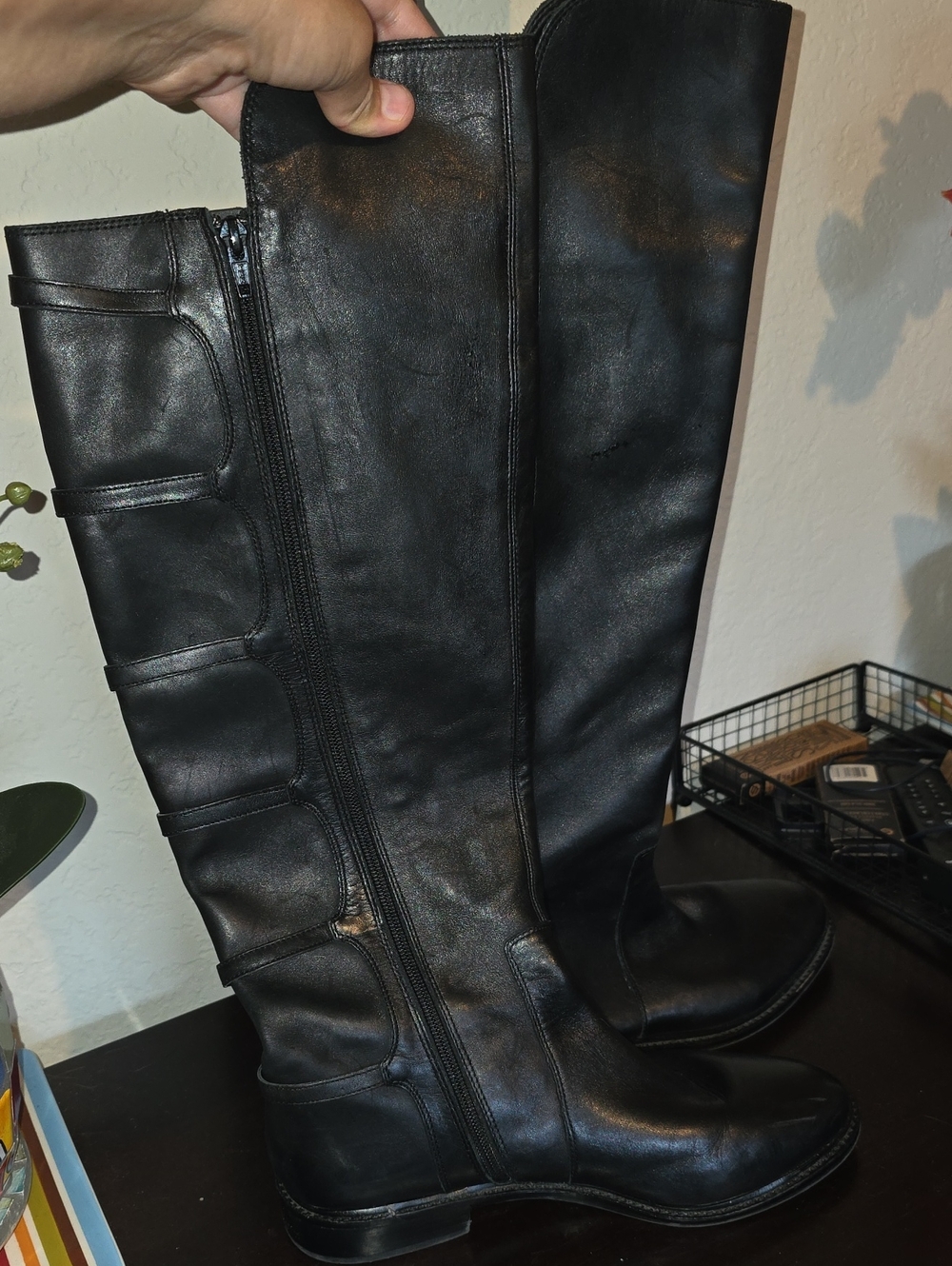 Gianni Bini Black Over-the-Knee Leather Boots